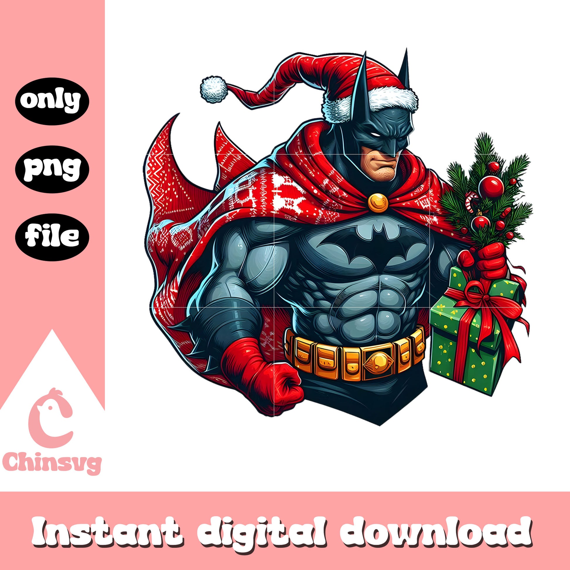 Batman santa hat chrismas gift png, merry christmas images png