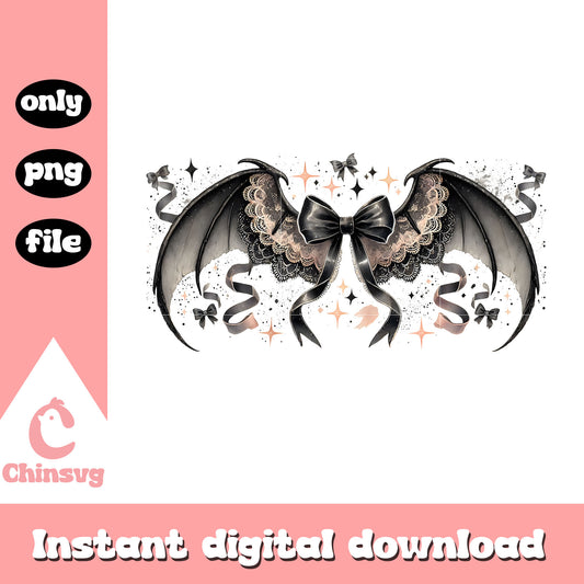 Bat ribbon coquette design png, halloween decor png