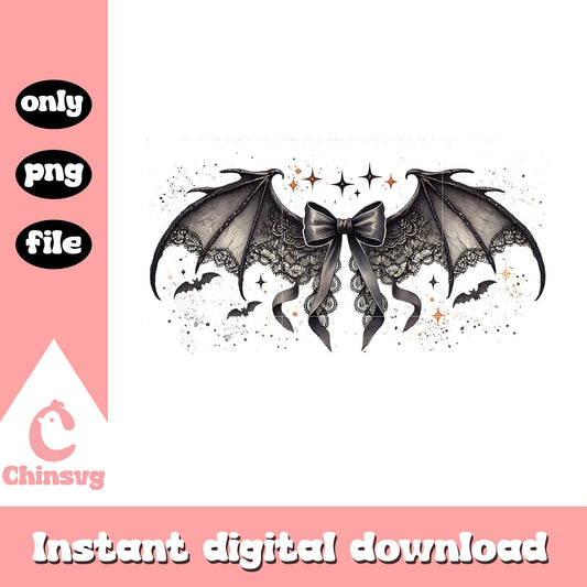 Bat ribbon coquette halloween design png, halloween bat png