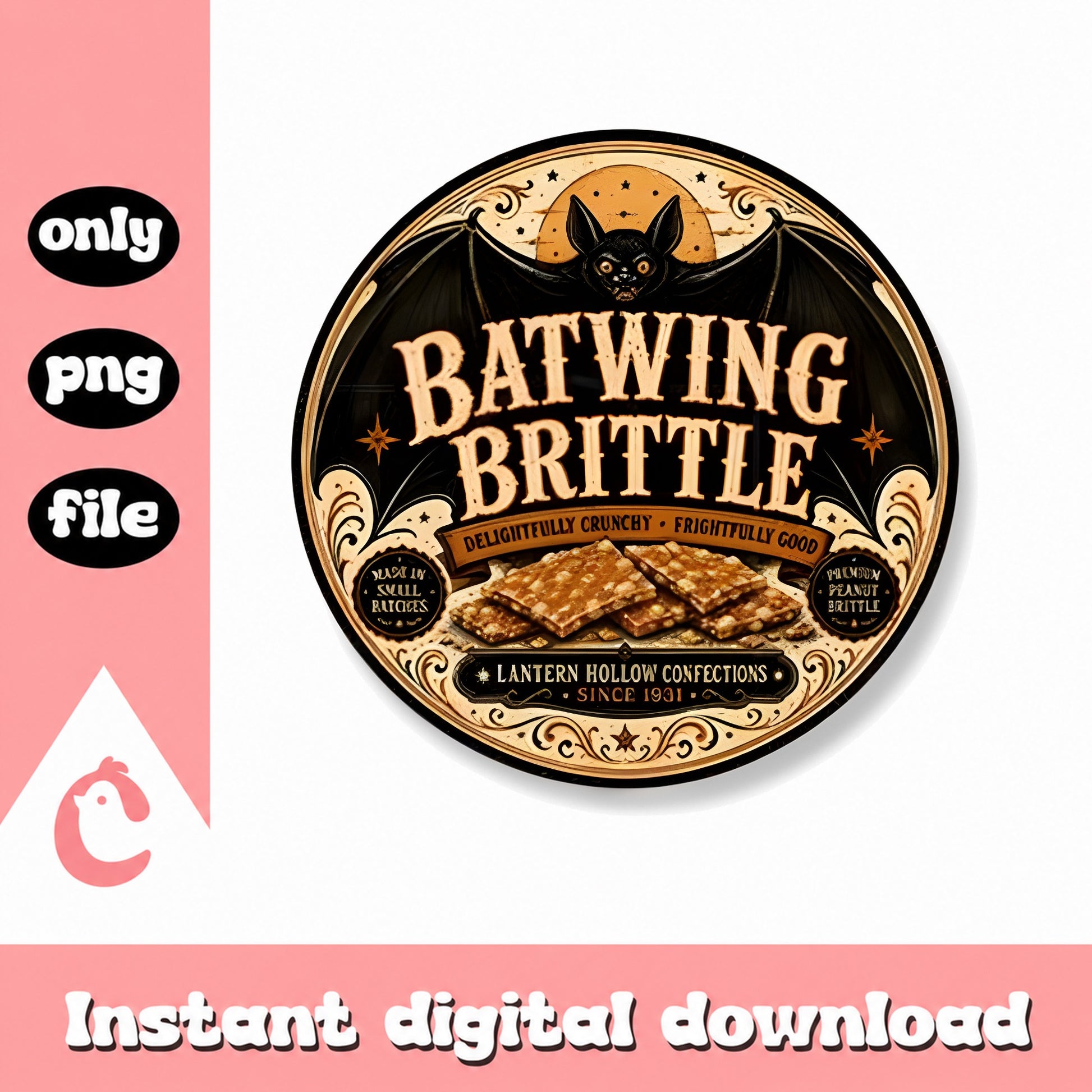 Batwing Brittle Halloween Bat PNG, Vintage Halloween Decor, PNG