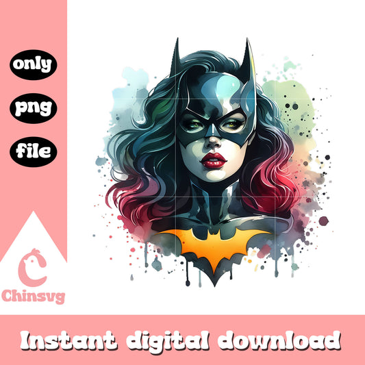 Bat woman character face design png, the bat woman painting png