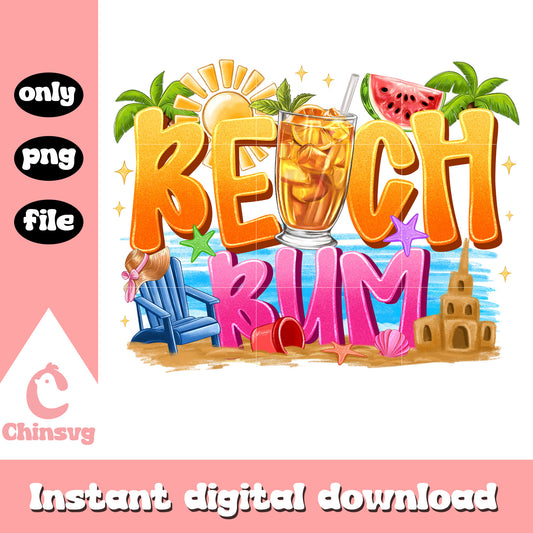 Beach bum summer 2025 design png, summer beach​ png, summer vibe​ png