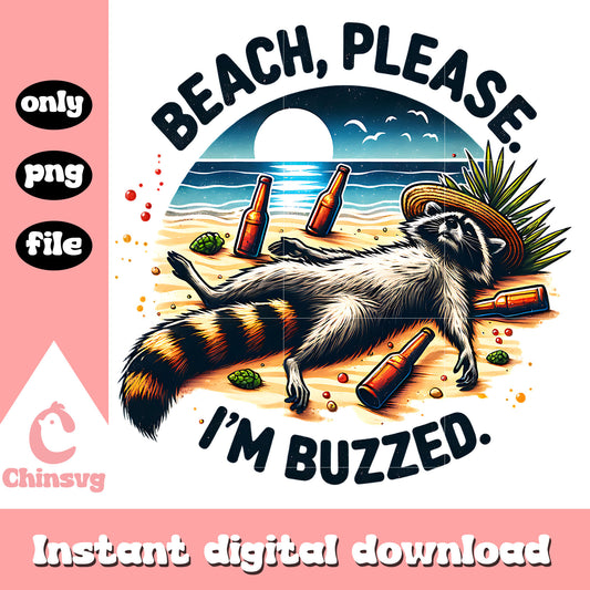 Beach please im buzzed raccoon png, beach please​ png, summer png
