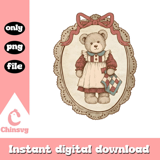 Bear grandma in mirror retro png, grandma core png, trending png