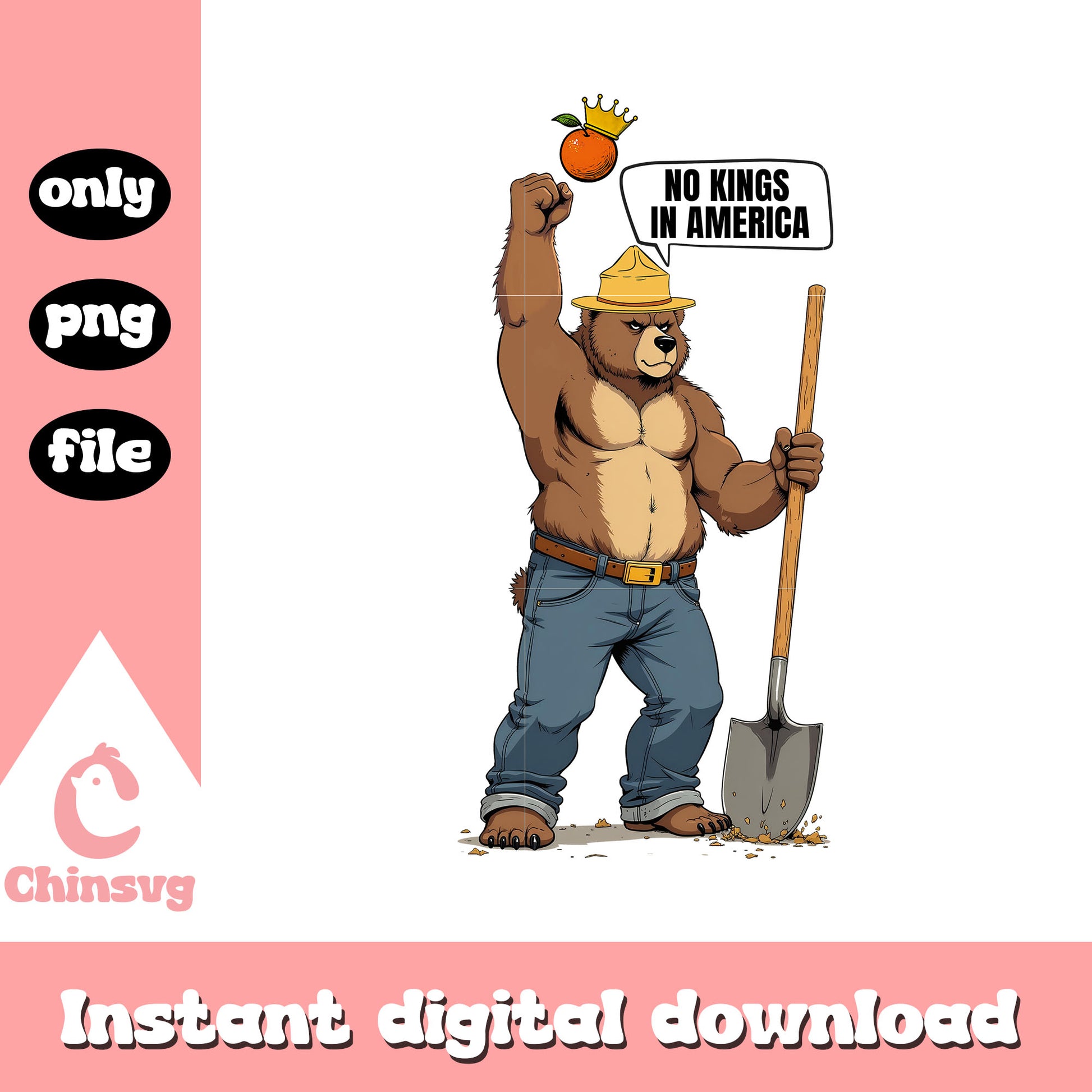 Bear no kings in america design png, freedom day png, trending png