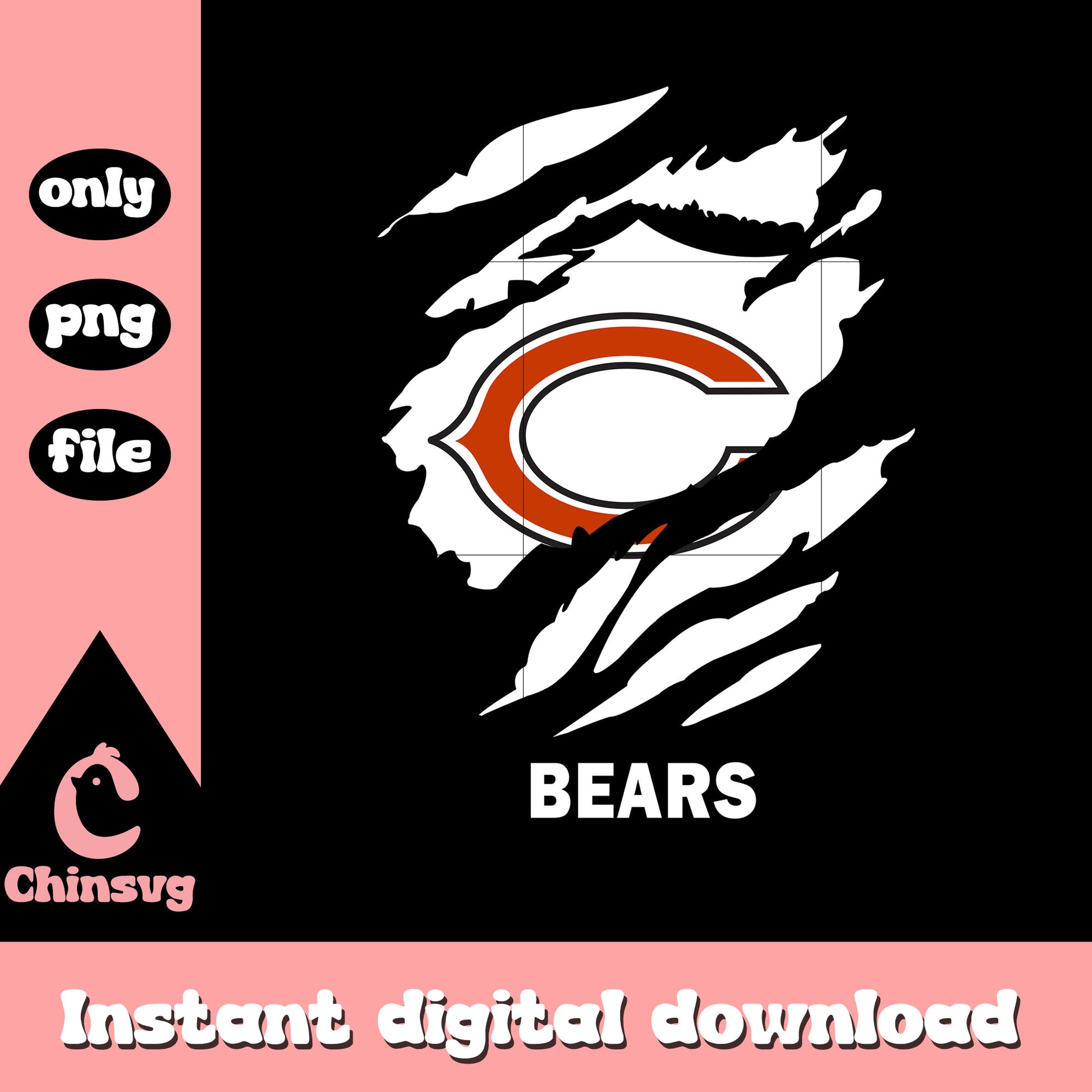 Bears logo white paint png, chicago bears nfl football​​ png