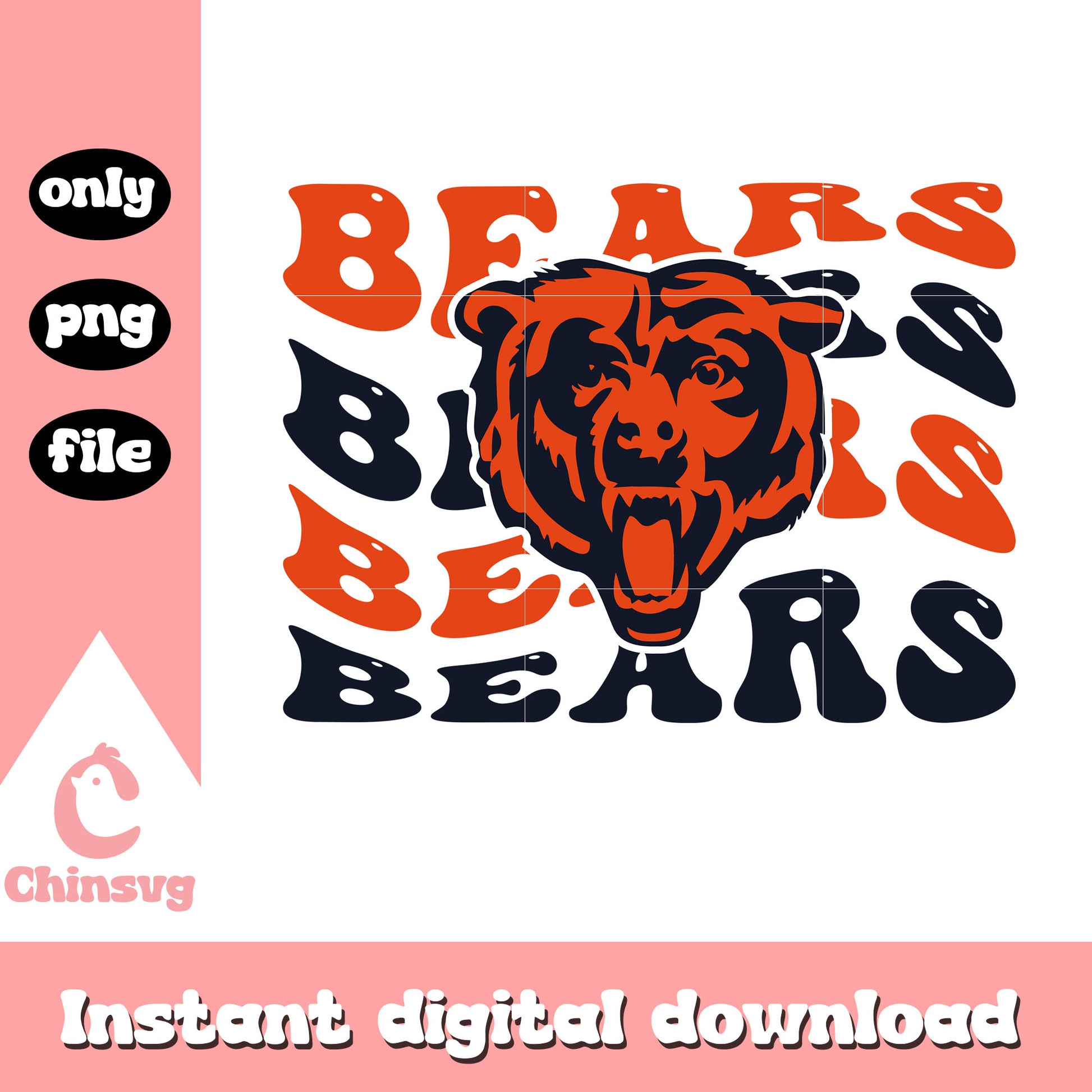 Bears nfl wave font design png, Chicago Bears nfl png