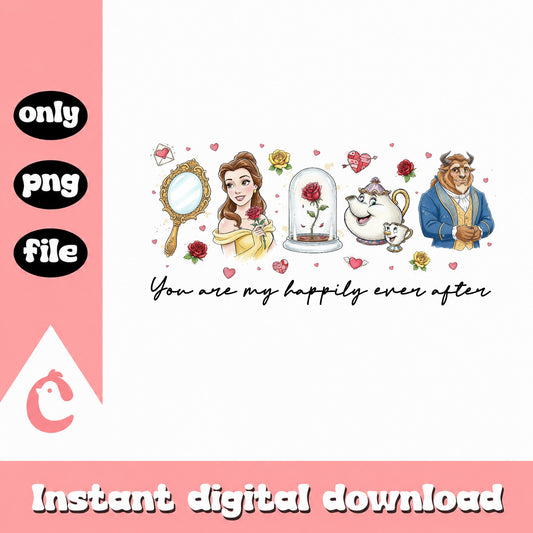 Beauty And The Beast Valentine PNG, Disney Princess PNG, Belle PNG