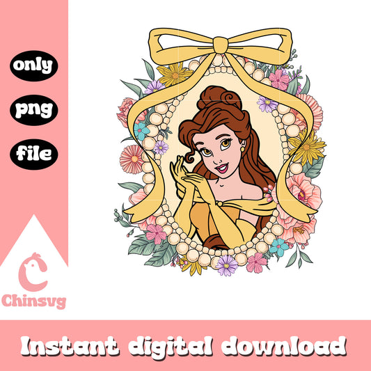 Beauty belle and vintage mirror png, belle disney princess  png