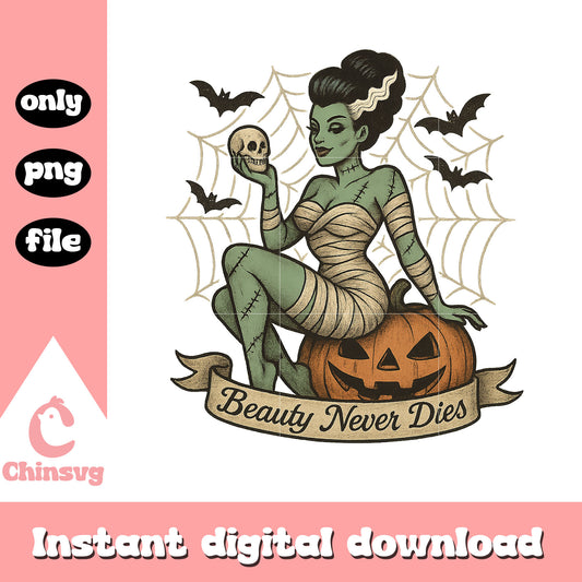 Beauty never dies halloween design png, halloween holiday png