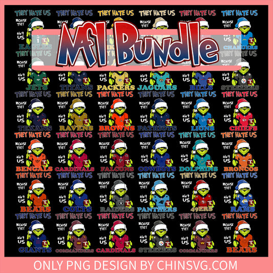 Because they ain't us nfl bundle png, christmas nfl​ png, grinch png