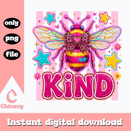 Bee Kind PNG, Leopard Bow Bee Clipart, Sublimation Design PNG