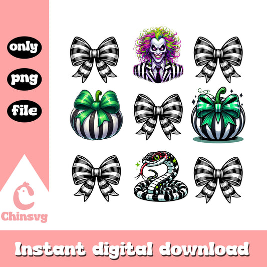 Beetlejuice bow halloween design png, beetlejuice design png