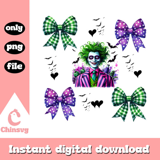 Beetlejuice bow halloween design png, beetlejuice halloween png