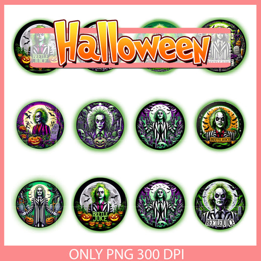 Beetlejuice circle design bundle png, beetlejuice cartoon​ png