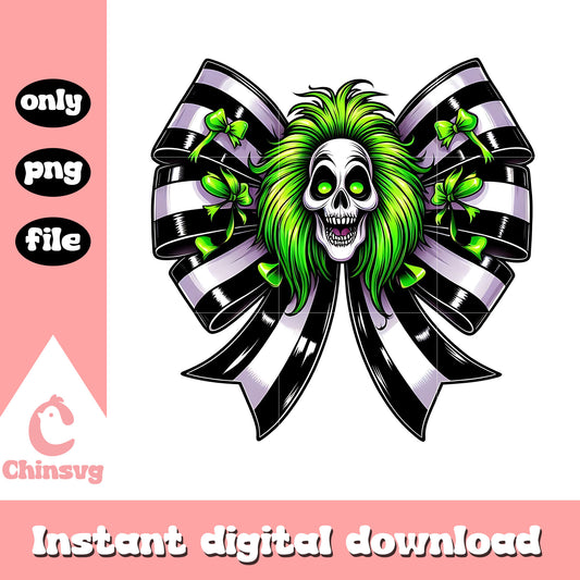 Beetlejuice face bow halloween design png, beetlejuice png