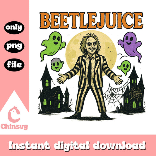 Beetlejuice halloween ghost design png, happy halloween png
