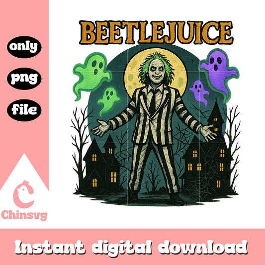 Beetlejuice halloween ghost png, trick or treat halloween png