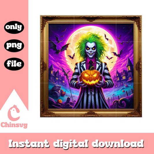 Beetlejuice halloween holiday design png, happy halloween png