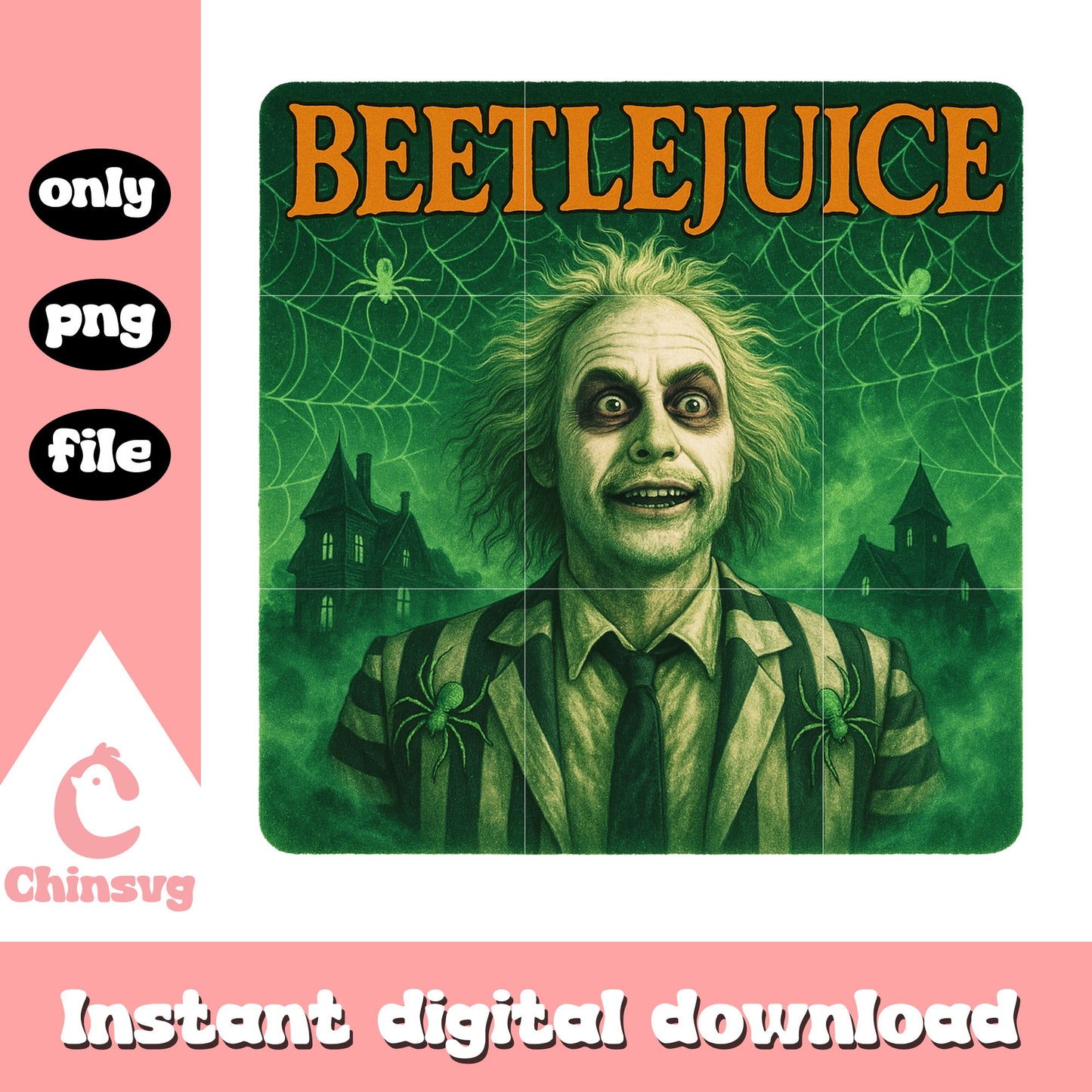 Beetlejuice halloween spiderweb png, halloween design png