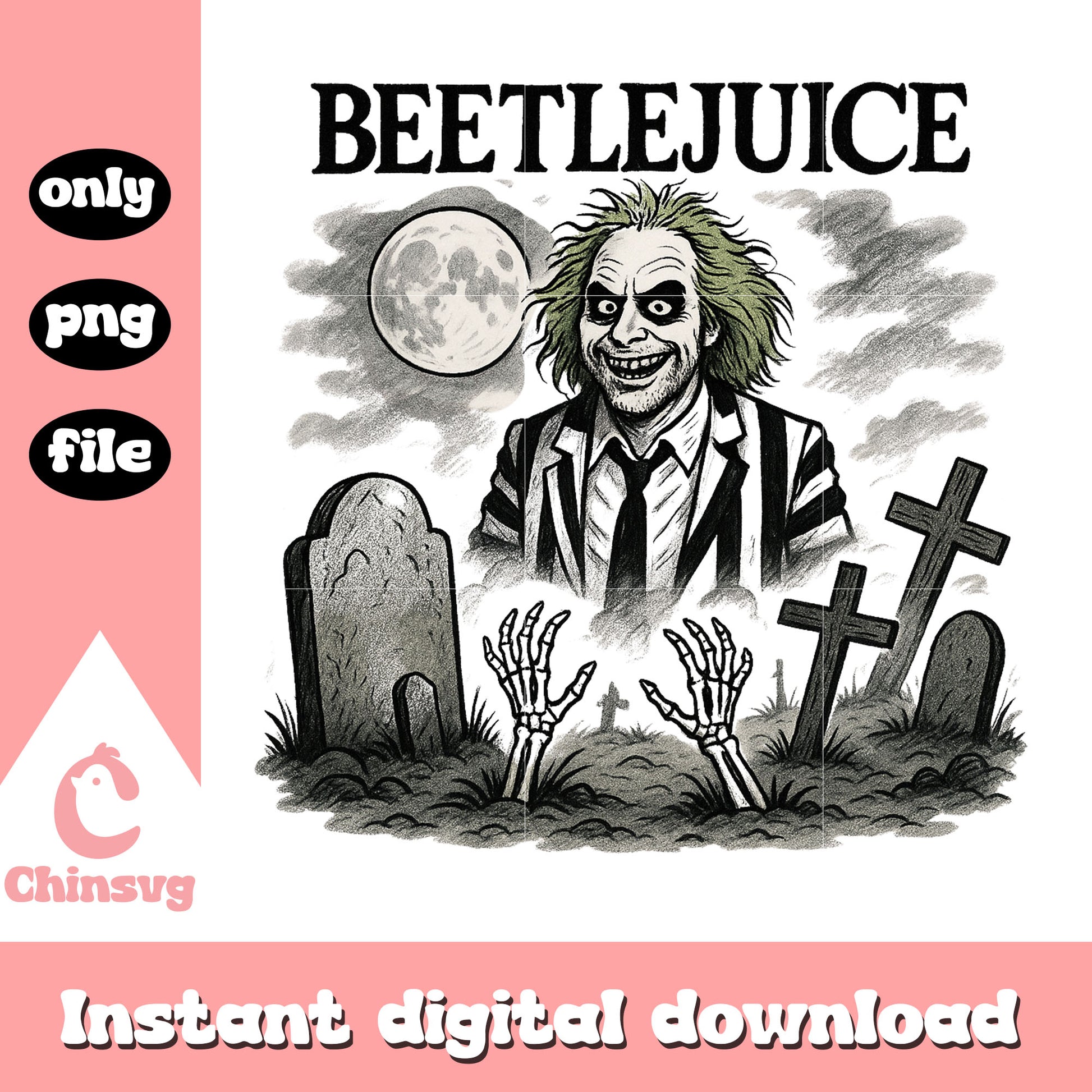 Beetlejuice halloween tombstone black white png, halloween decor png