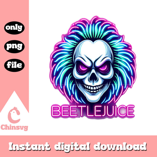 Beetlejuice head neon design png, halloween beetlejuice png