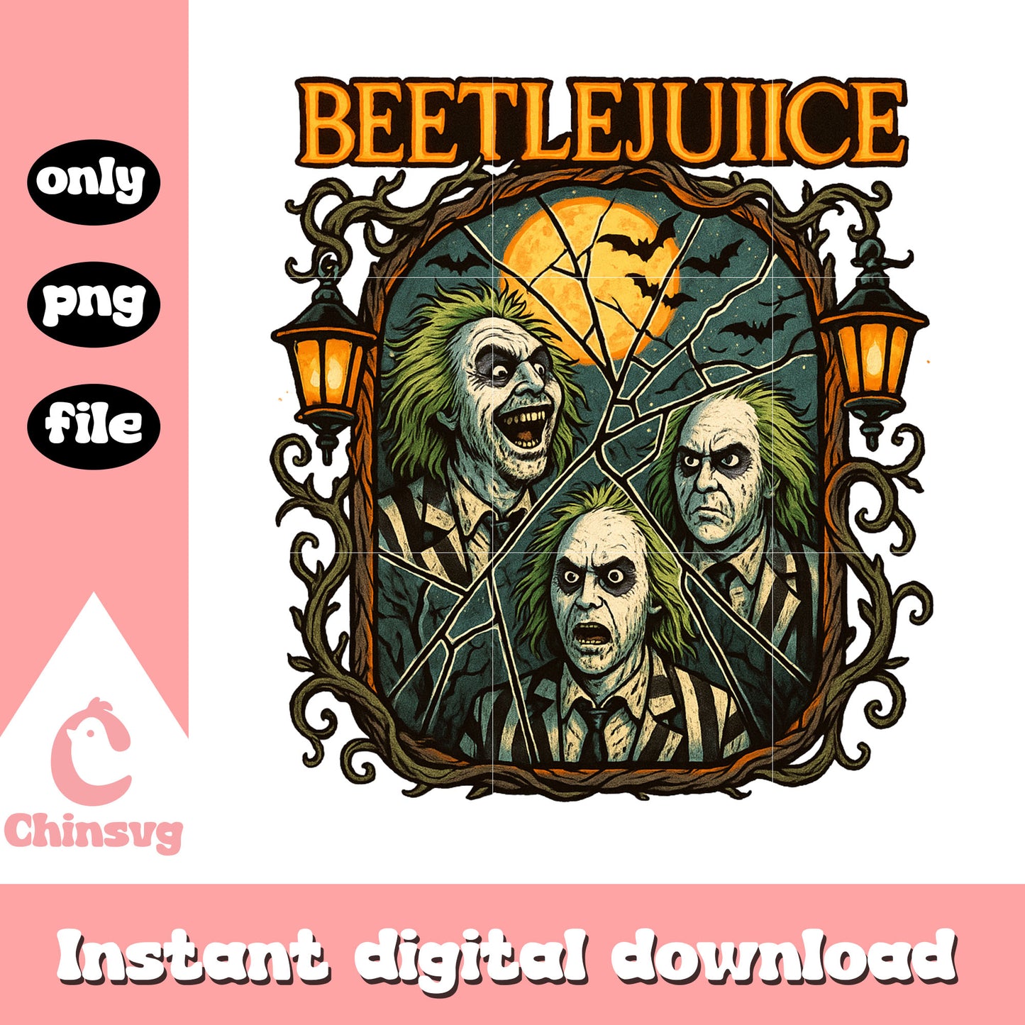 Beetlejuice in broken mirror clipart png, beetlejuice character png