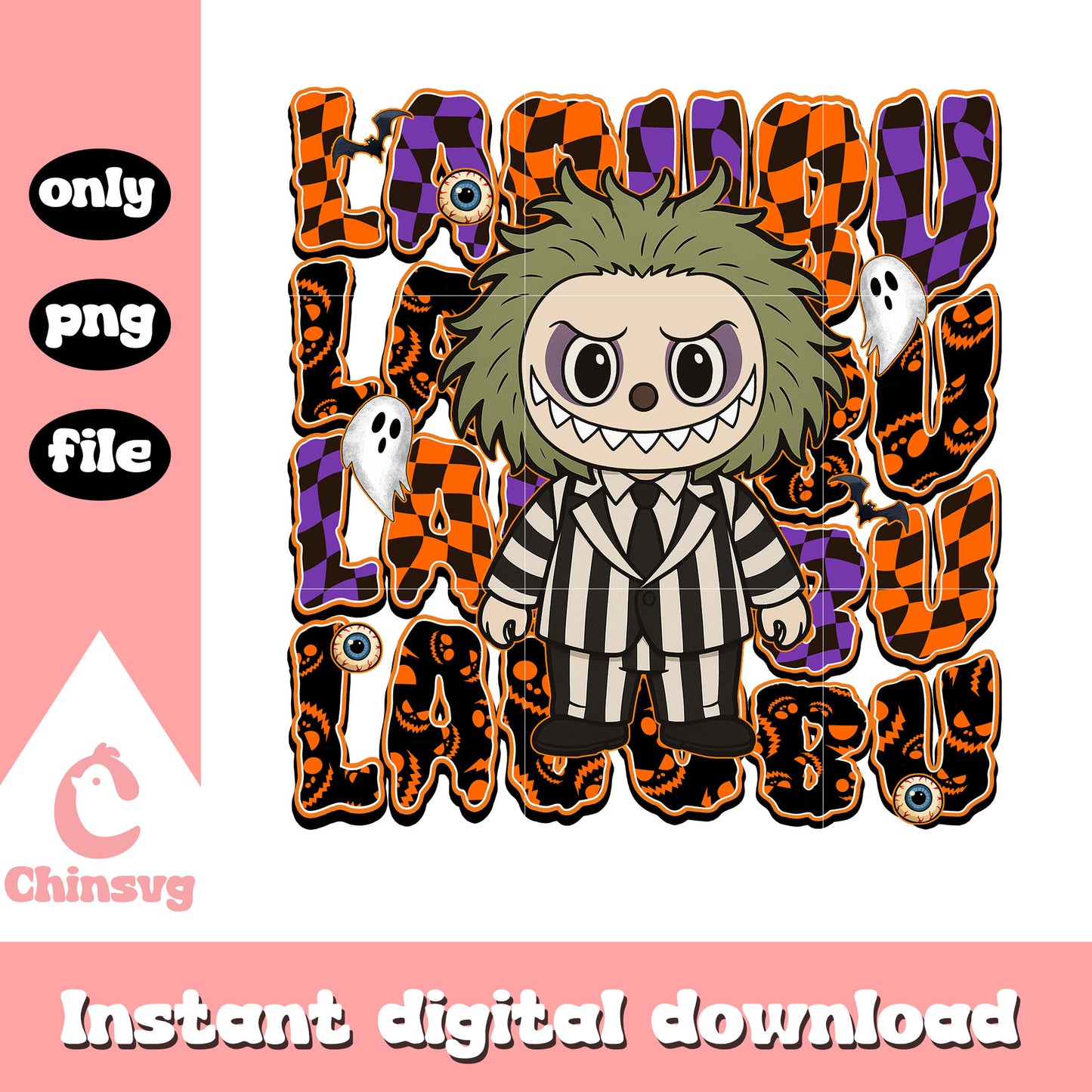 Beetlejuice labubu doll design png, beetlejuice character png