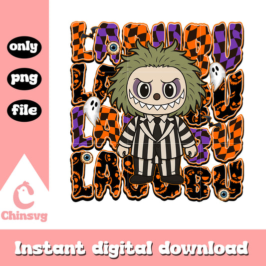 Beetlejuice labubu doll design png, beetlejuice character png
