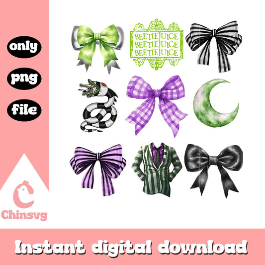 Beetlejuice movie coquette bow clipart png, beetlejuice cartoon png
