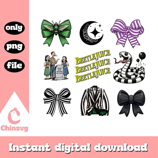 Beetlejuice pants bow png, Beetlejuice bow png, spooky bow png