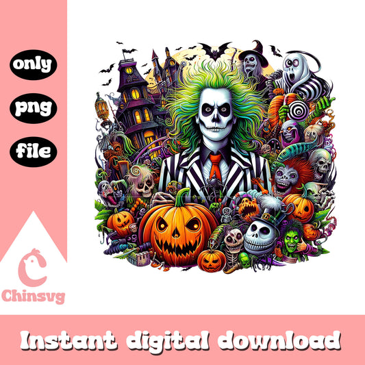 Beetlejuice portrait pumpkin halloween png, beetlejuice halloween png