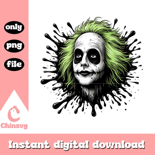 Beetlejuice portrait splatter outline png, beetlejuice portrait png