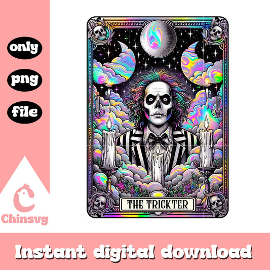 Beetlejuice the trickter Tarot card design png, Beetlejuice tarot png