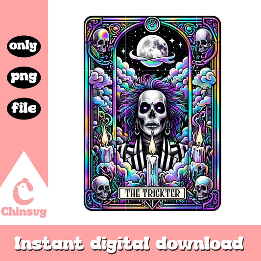 Beetlejuice the trickter skull tarot card png, Beetlejuice tarot png