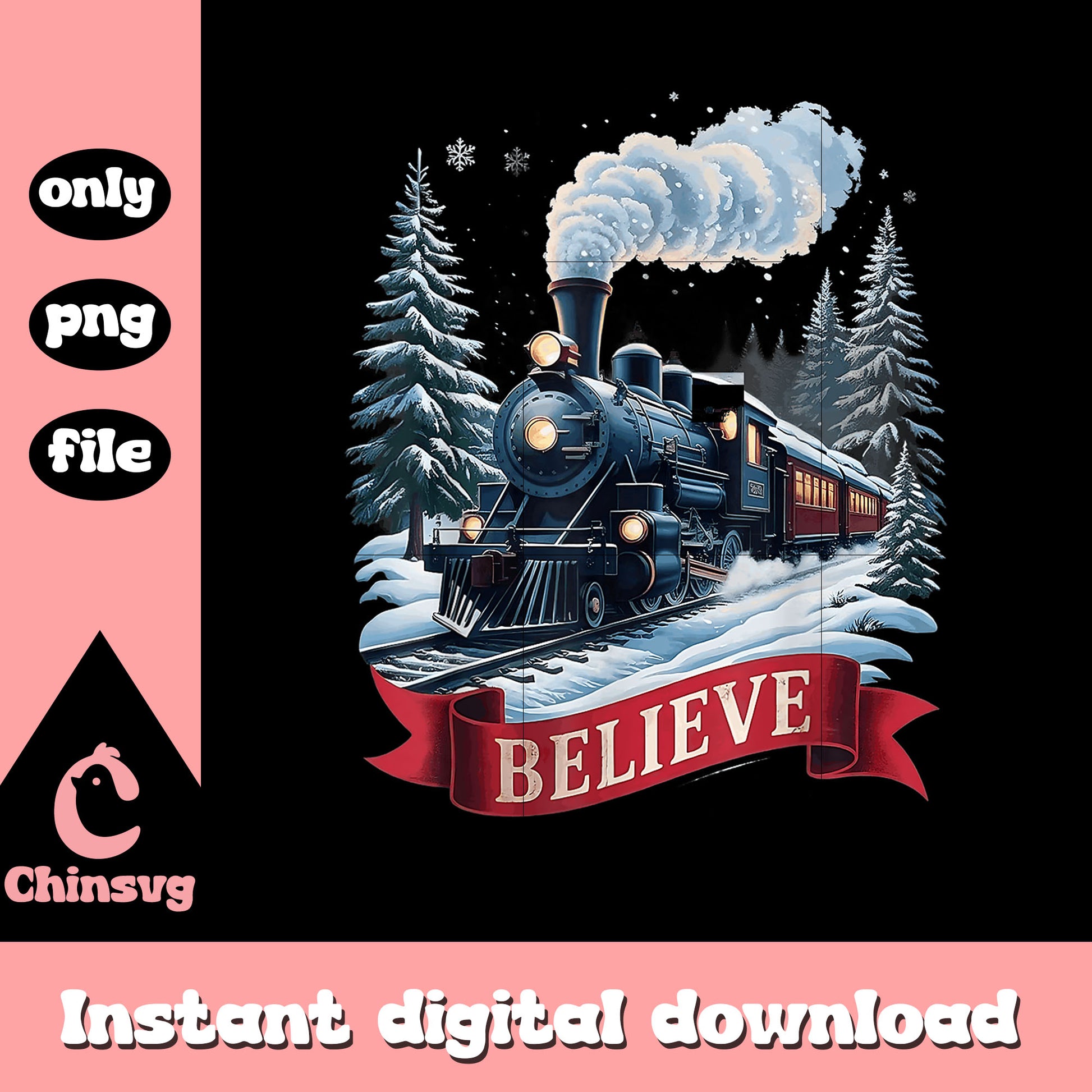 Believe christmas holiday design png, the polar express png