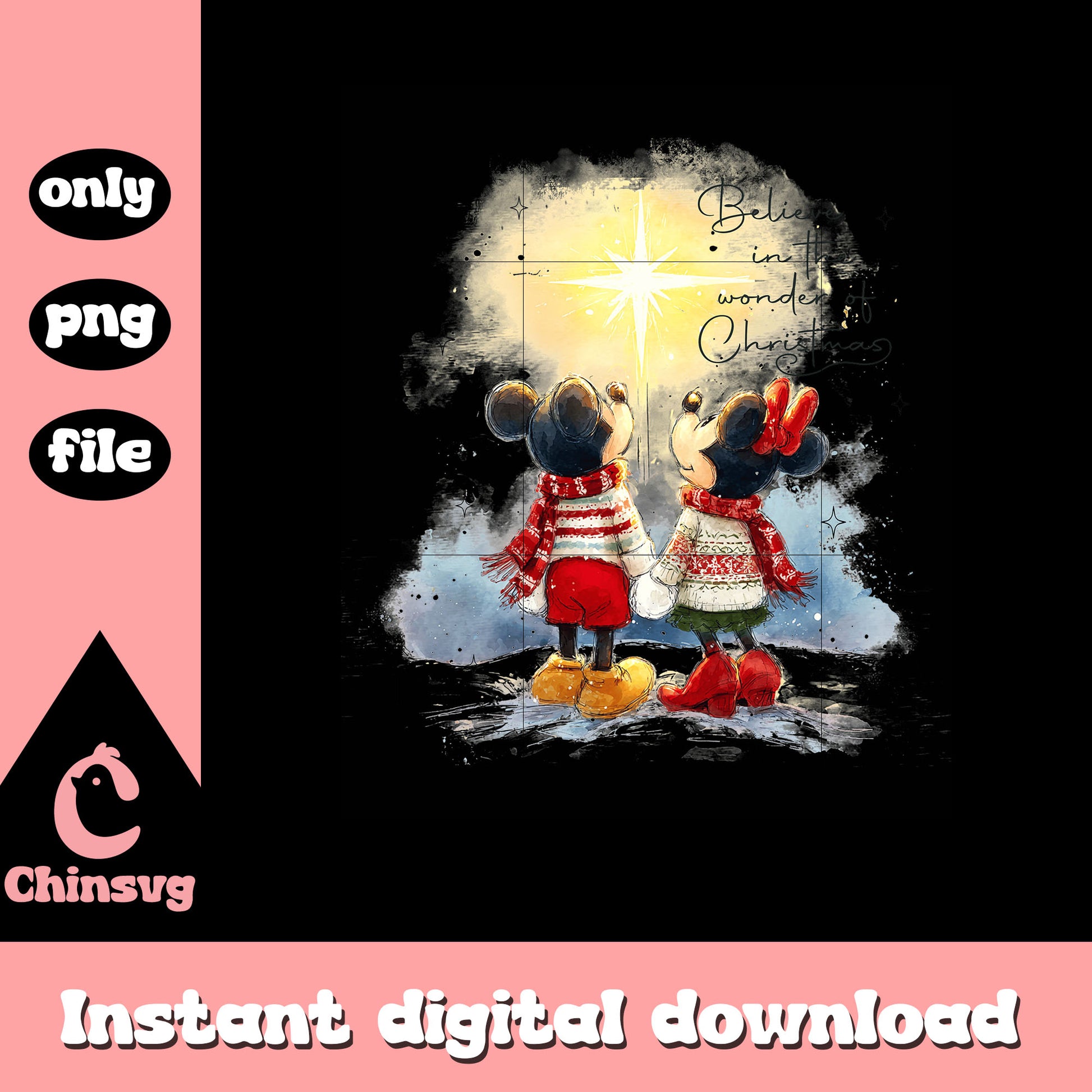 Believe wonder of christmas png, disney and characters png