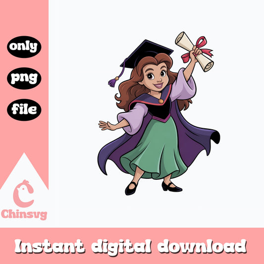 Belle Graduation PNG, Disney Princess Graduate PNG, Beauty PNG