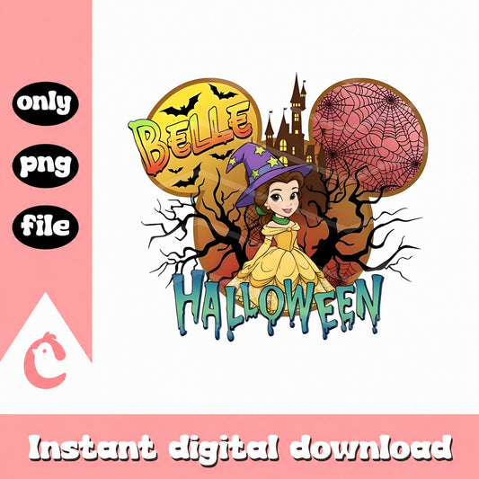 Belle Princess Halloween PNG, Disney Princess Spooky, PNG File