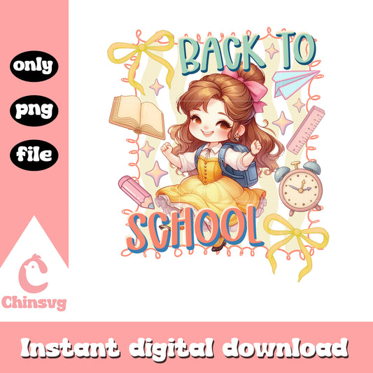 Belle back to school coquette clipart png, disney belle princess png