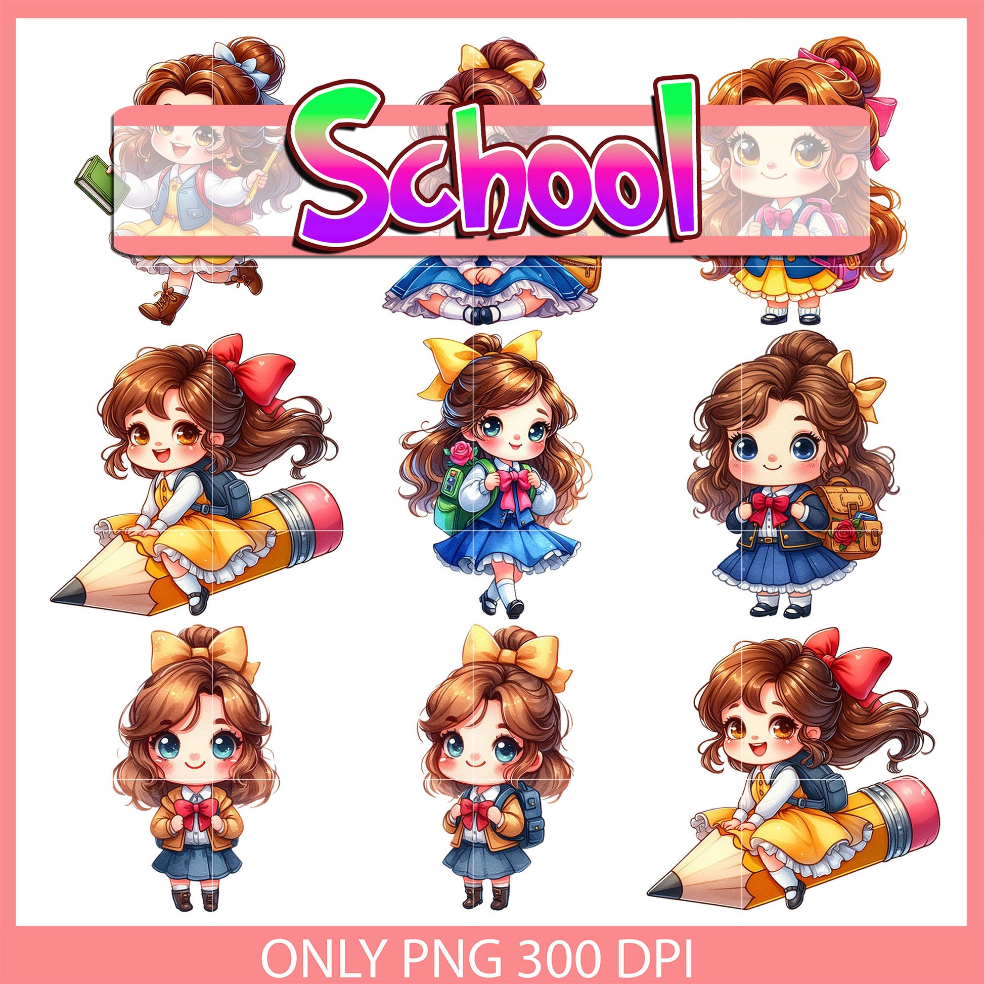 Belle back to school design bundle png, belle disney png