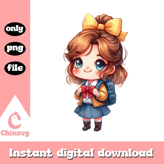 Belle disney princess student png, back to school png