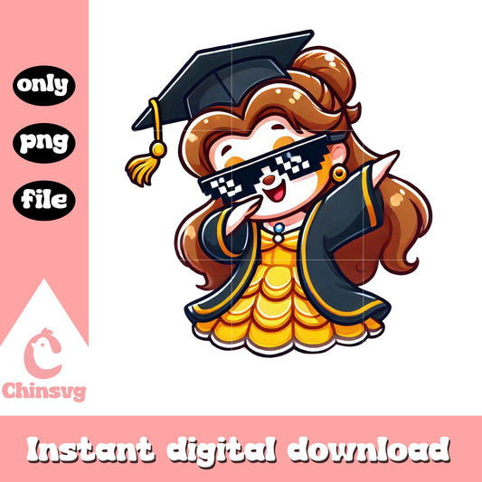 Belle princess graduation day design png, belle princess png