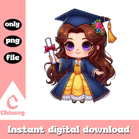 Belle princess graduation design png, belle graduation png