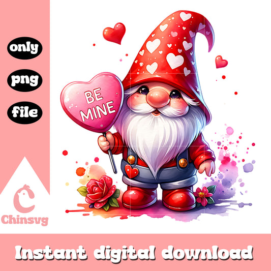 Be mine gnome valentine png, gnome​ png, valentine's day​ png