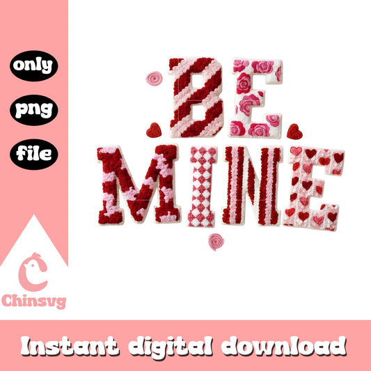Be mine valentine crochet png, design valentines day​ png