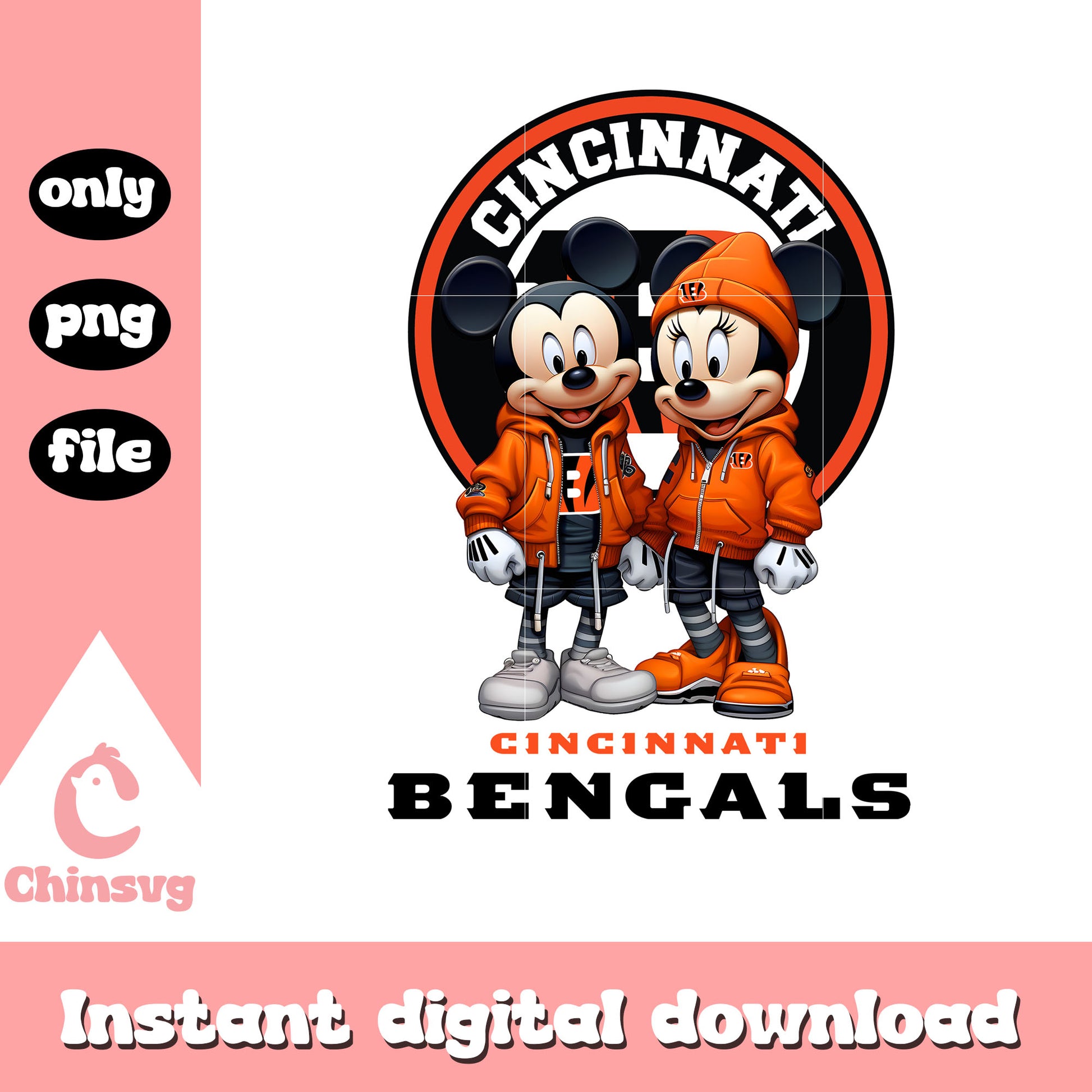 Bengals black disney custom png, mickey mouse nfl​​​ png