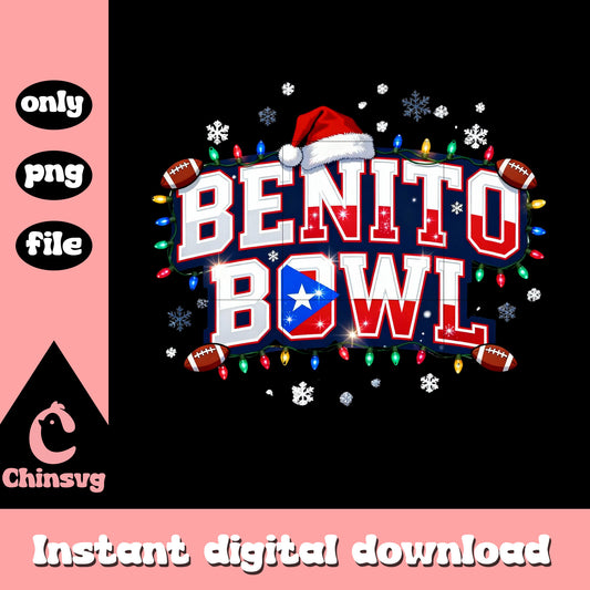 Benito bowl christmas light png, santa hat png, christmas day football​ png
