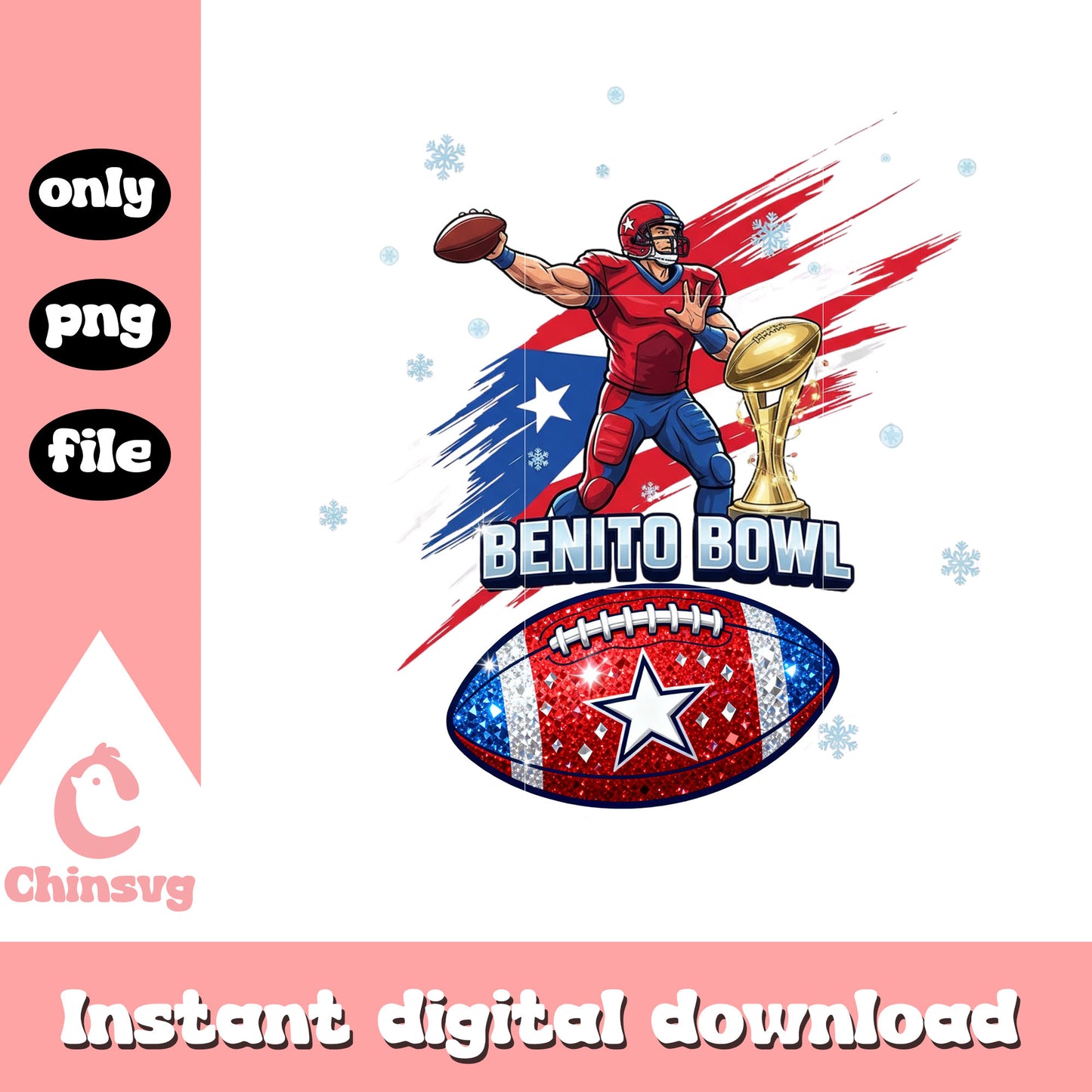 Benito bowl football snow png, nfl football​ png, super bowl lix​ png