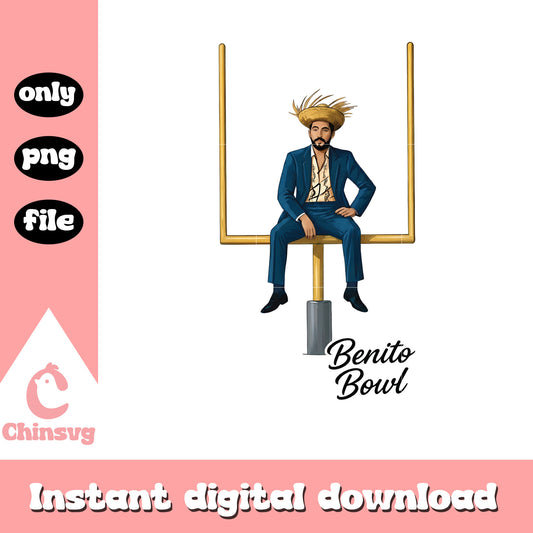 Benito bowl on the Goalpost svg, bad bunny super bowl svg